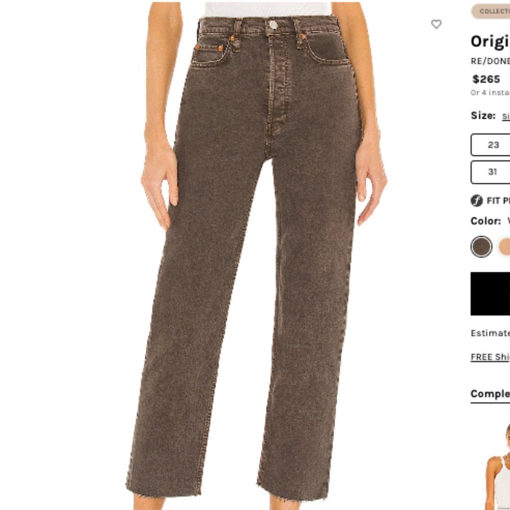 Re/Done Originals 70s Ultra High Rise Stove Pipe Leg